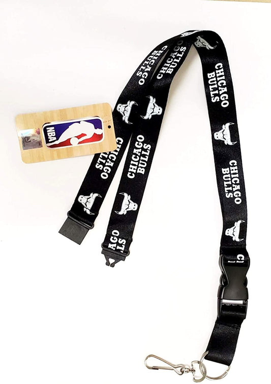 Chicago Bulls Blackout Design Premium Lanyard Keychain Double Sided Breakaway Safety Design Adult 18 Inch
