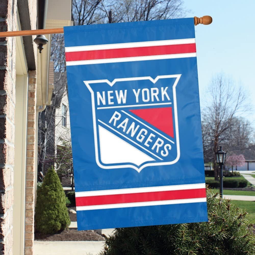 New York Rangers Banner Flag 28X44 Inch Double Sided Embroidered Applique Outdoor