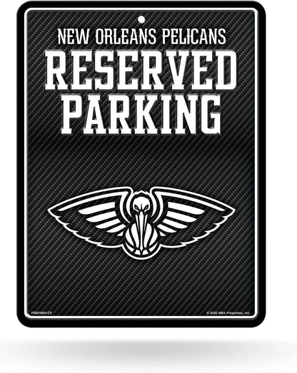 New Orleans Pelicans Metal Parking Novelty Wall Sign 8.5 x 11 Inch Carbon Fiber Design