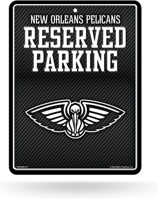 New Orleans Pelicans Metal Parking Novelty Wall Sign 8.5 x 11 Inch Carbon Fiber Design