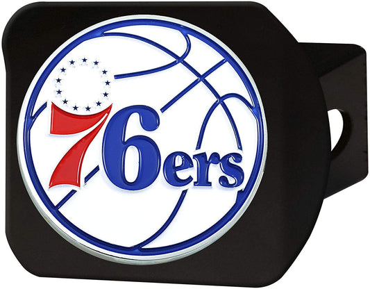Philadelphia 76ers Hitch Cover Black Solid Metal with Raised Color Metal Emblem 2" Square Type III