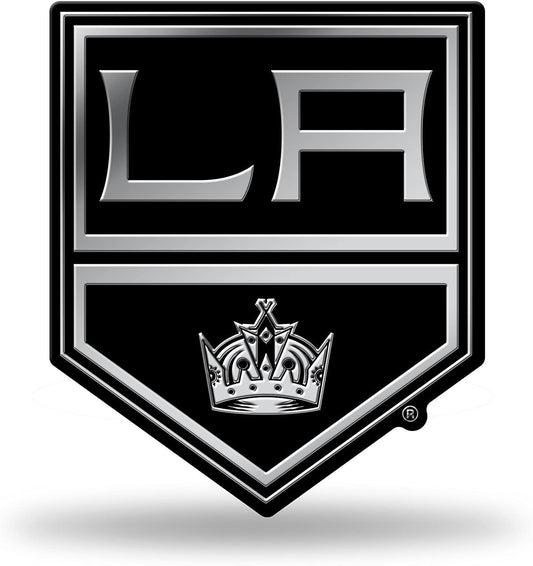 Los Angeles Kings Auto Emblem, Silver Chrome Color, Raised Molded Plastic, 3.5 Inch, Adhesive Tape Backing