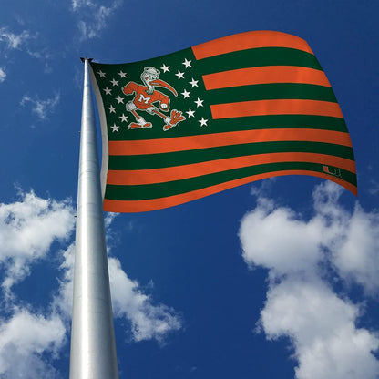 University of Miami Hurricanes Premium 3x5 Feet Flag Banner Country Design Metal Grommets Outdoor Indoor