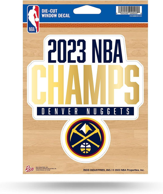 Denver Nuggets 2023 NBA Champions 5 Inch Die Cut Decal Sticker, Flat Vinyl, Clear Adhesive Backing