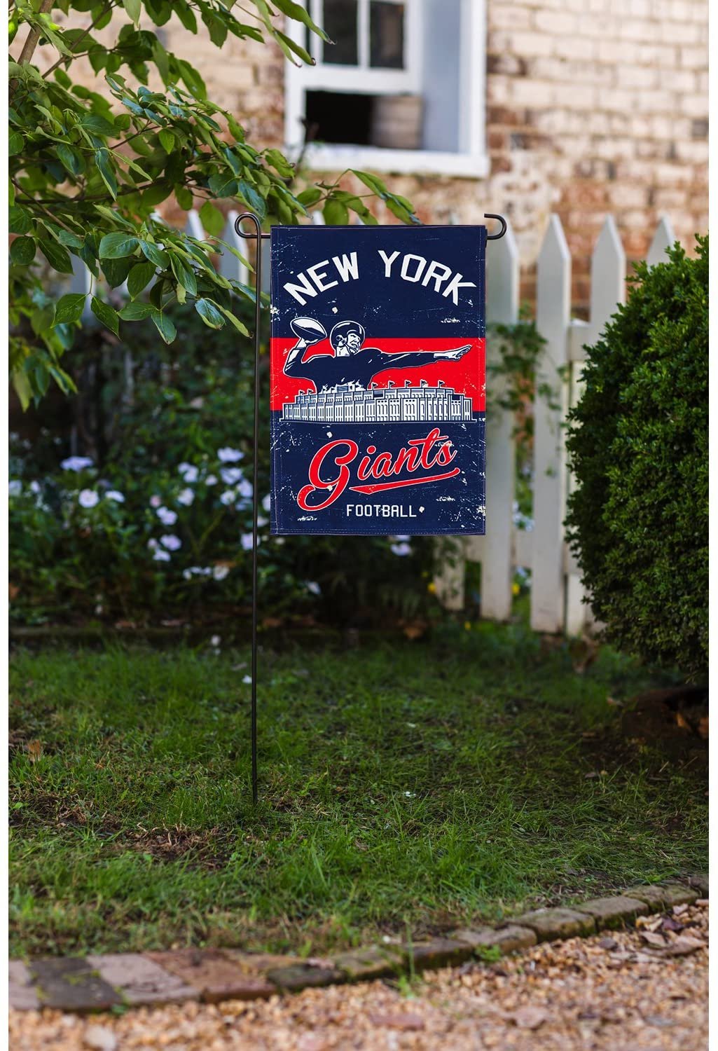 New York Giants Premium Garden Flag Banner, Double Sided, Linen, Vintage Style, 13x18 Inch