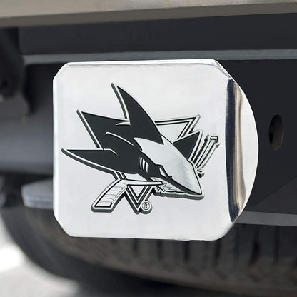San Jose Sharks Hitch Cover Solid Metal with Raised Chrome Metal Emblem 2" Square Type III
