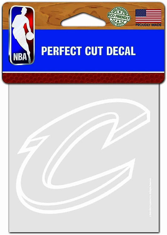 Cleveland Cavaliers 4x4 Inch Die Cut Decal Sticker, White Logo, Clear Backing