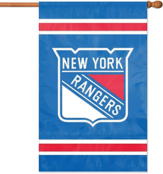 New York Rangers Banner Flag 28X44 Inch Double Sided Embroidered Applique Outdoor