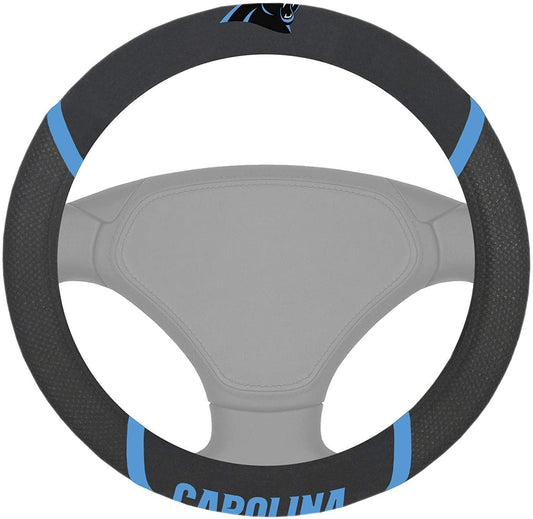 Carolina Panthers Premium 15 Inch Black Emroidered Steering Wheel Cover