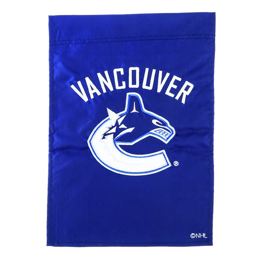 Vancouver Canucks Premium 2-Sided Garden Flag Banner, Embroidered Applique, 13x18 Inch, Display Stand Sold Seperately, Officially Licensed