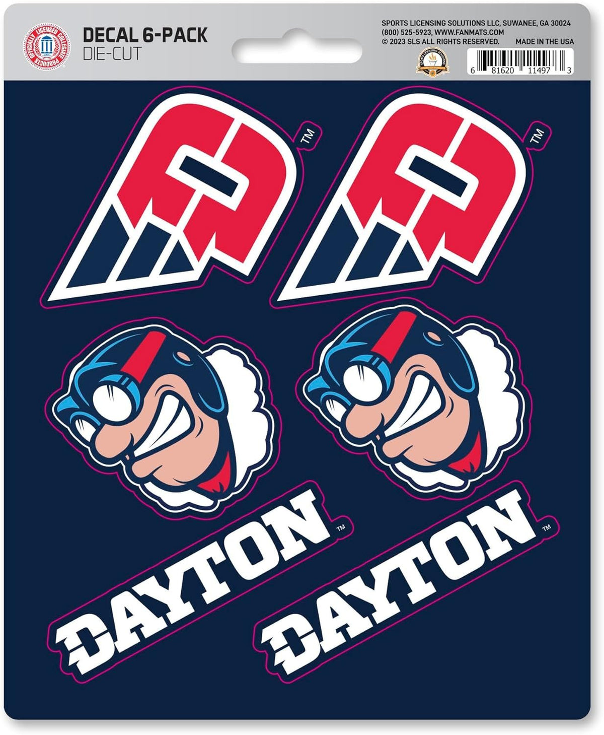 University of Dayton Flyers 6-Piece Decal Sticker Set, 5x6 Inch Sheet, Gift for football fans for any hard surfaces around home, automotive, personal items