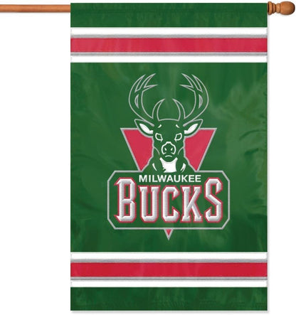 Milwaukee Bucks Double Sided Embroidered Banner Flag 28x44 Inch