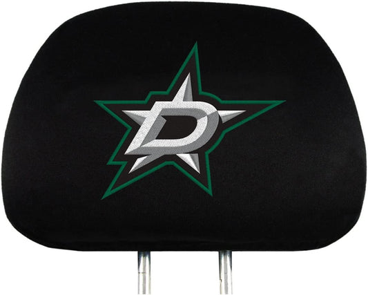 Dallas Stars Premium Pair of Auto Head Rest Covers, Black, Elastic, 10x14 Inch