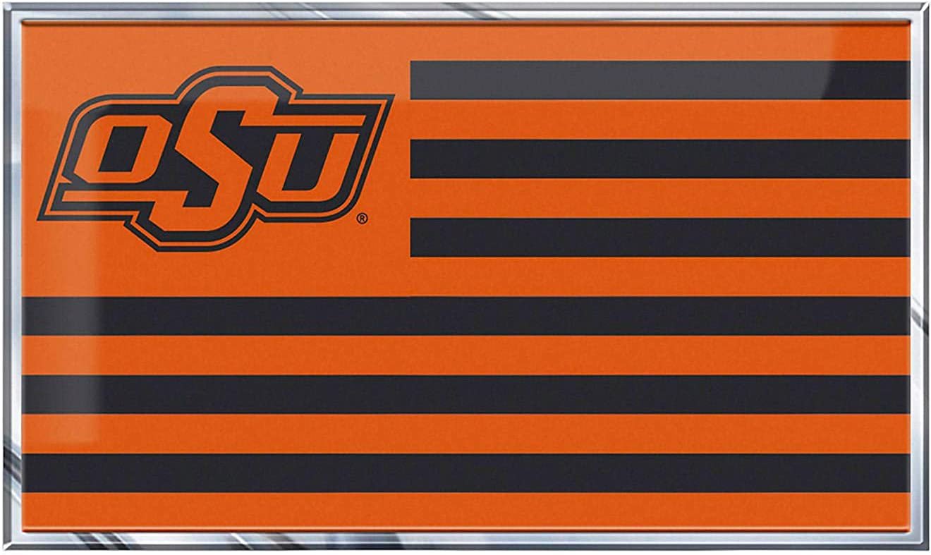 Oklahoma State University Cowboys Color Auto Emblem State Flag Design Aluminum Metal