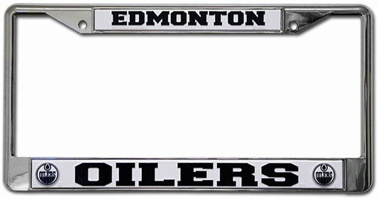 Edmonton Oilers Premium Metal License Plate Frame Chrome Tag Cover, 12x6 Inch