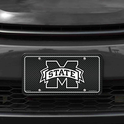 Mississippi State University Bulldogs Metal Tag License Plate Carbon Fiber Design 12x6 Inch