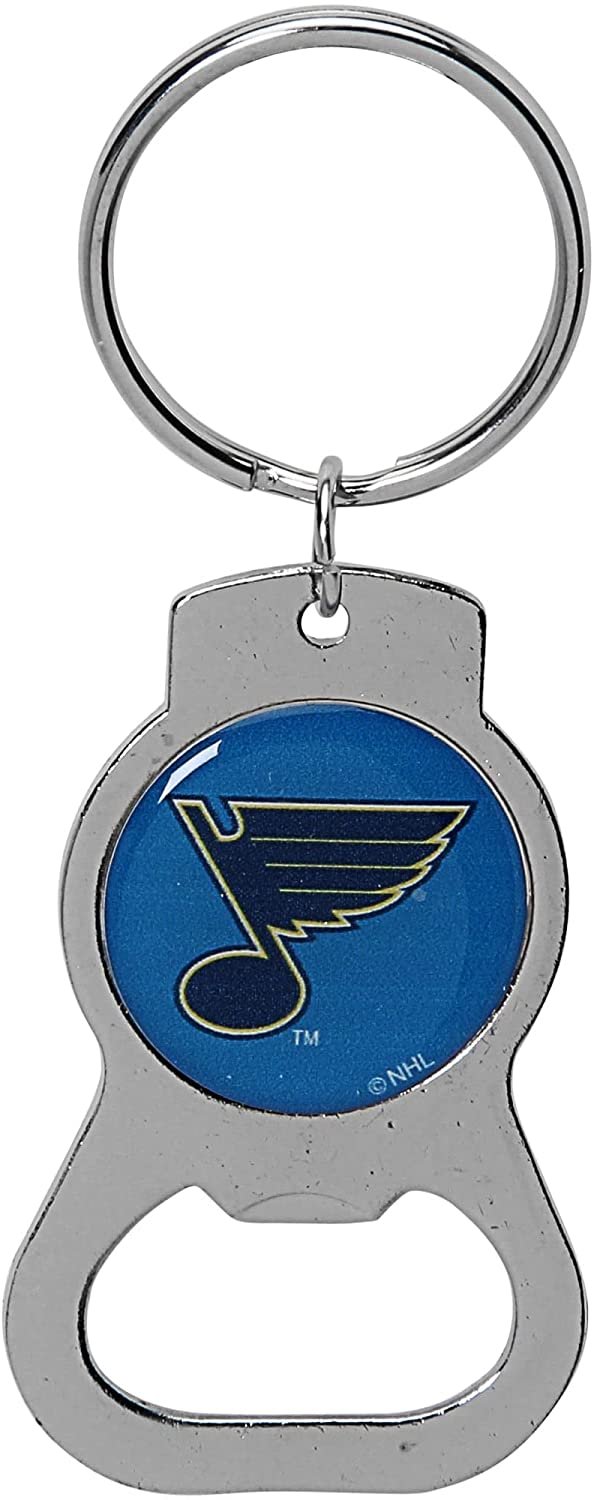 St Louis Blues Premium Solid Metal Bottle Opener Keychain, Silver Key Ring, Team Logo