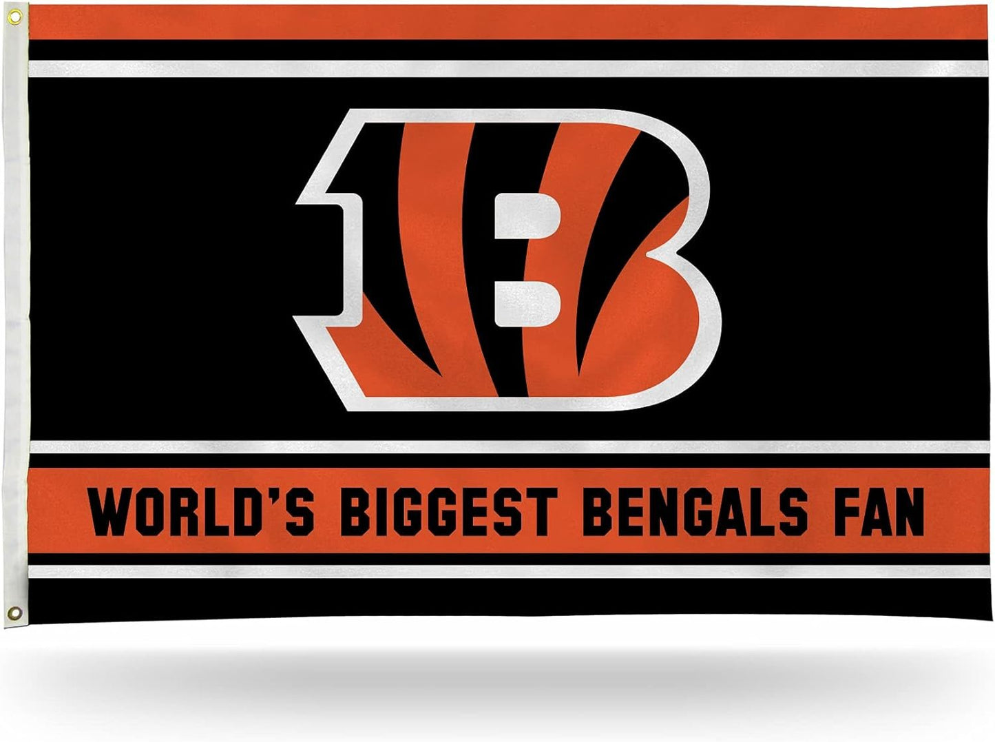 Cincinnati Bengals 3x5 Feet Flag Banner, World's Biggest Fan, Metal Grommets, Single Sided, Indoor or Outdoor Use