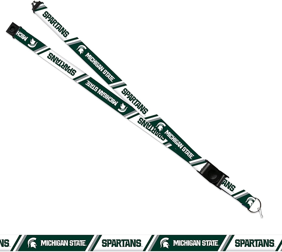Michigan State University Spartans Lanyard Keychain Double Sided 18 Inch Button Clip Safety Breakaway