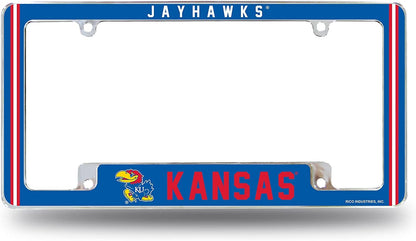 University of Kansas Jayhawks Metal License Plate Frame Chrome Tag Cover Alternate Design 6x12 Inch