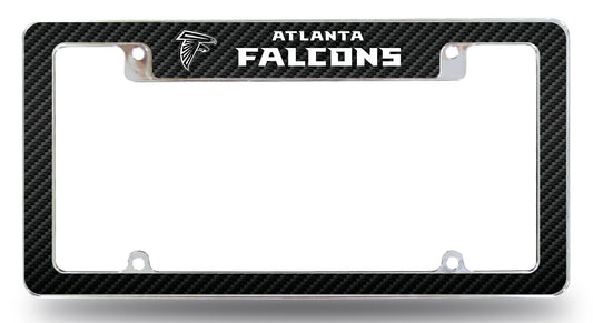 Atlanta Falcons Metal License Plate Frame Chrome Tag Cover, Carbon Fiber Design, 12x6 Inch