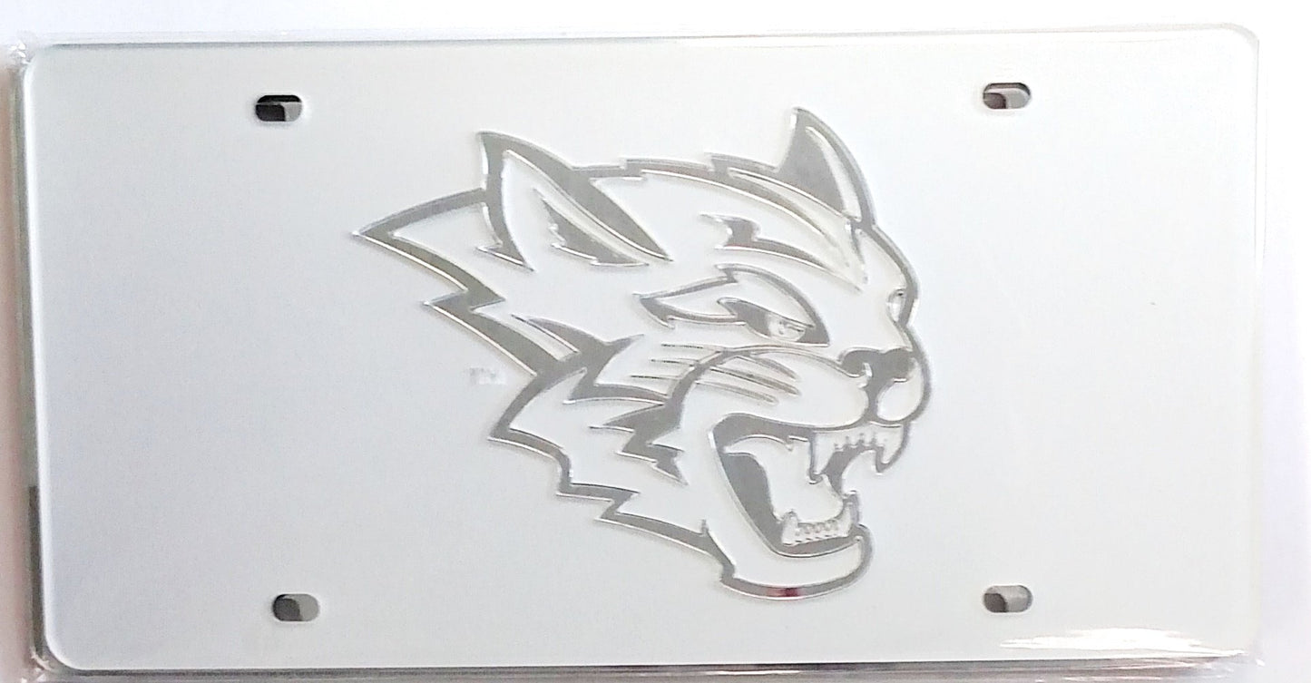 University of California Chico Wildcats Premium Laser Cut Tag License Plate, Football Design, Mirrored Acrylic Inlaid, 12x6 Inch