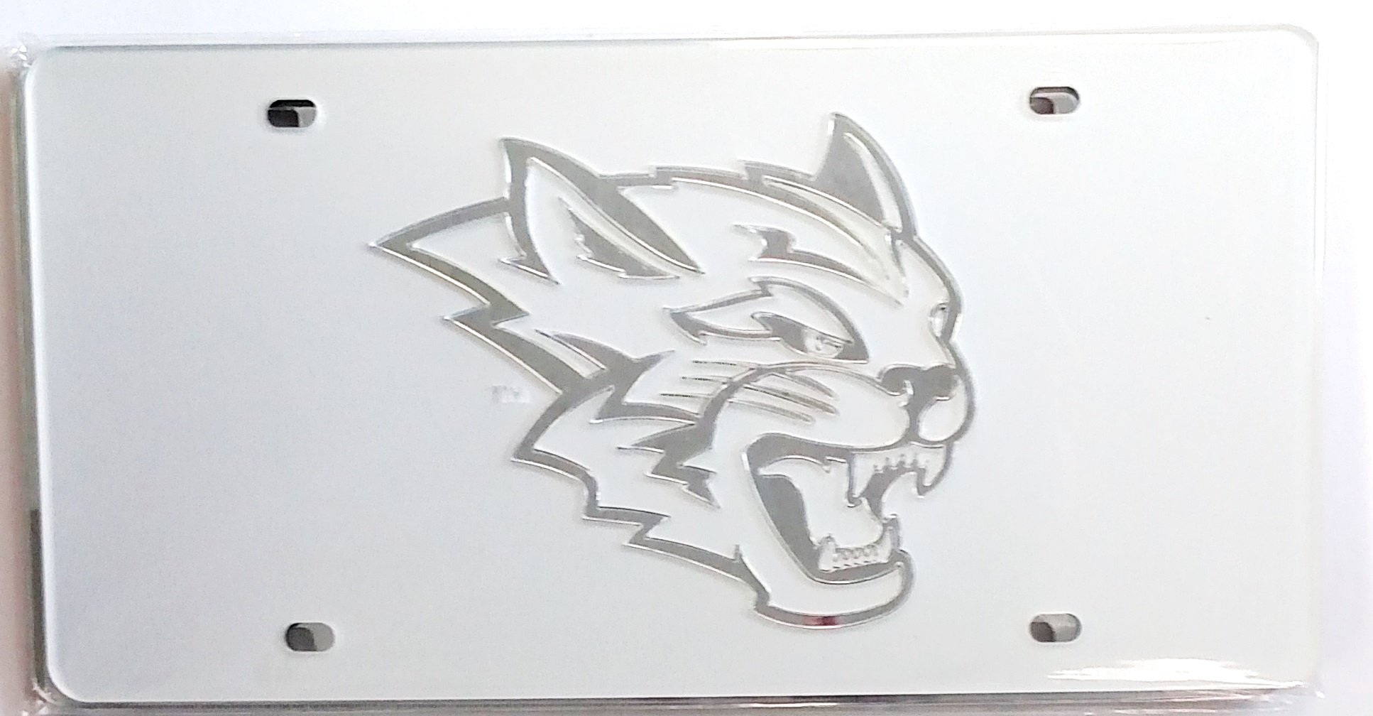 University of California Chico Wildcats Premium Laser Cut Tag License Plate, Football Design, Mirrored Acrylic Inlaid, 12x6 Inch