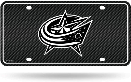 Columbus Blue Jackets Metal Tag License Plate Aluminum Novelty Carbon Fiber Design 12x6 Inch