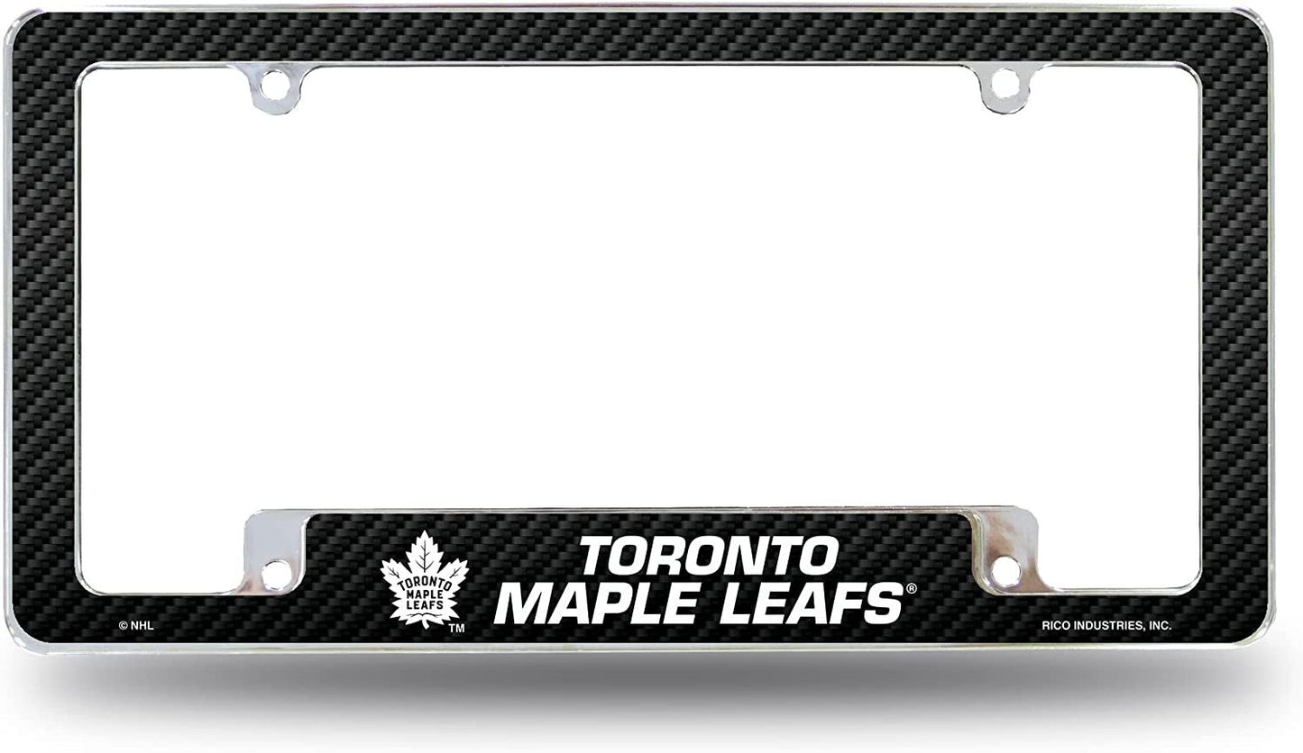 Toronto Maple Leafs Metal License Plate Frame Chrome Tag Cover Carbon Fiber Design 6x12 Inch