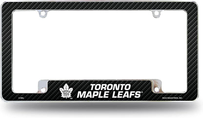 Toronto Maple Leafs Metal License Plate Frame Chrome Tag Cover Carbon Fiber Design 6x12 Inch