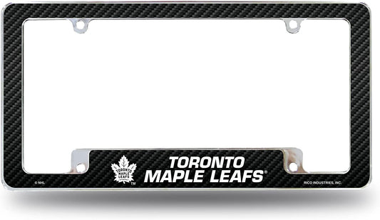 Toronto Maple Leafs Metal License Plate Frame Chrome Tag Cover Carbon Fiber Design 6x12 Inch