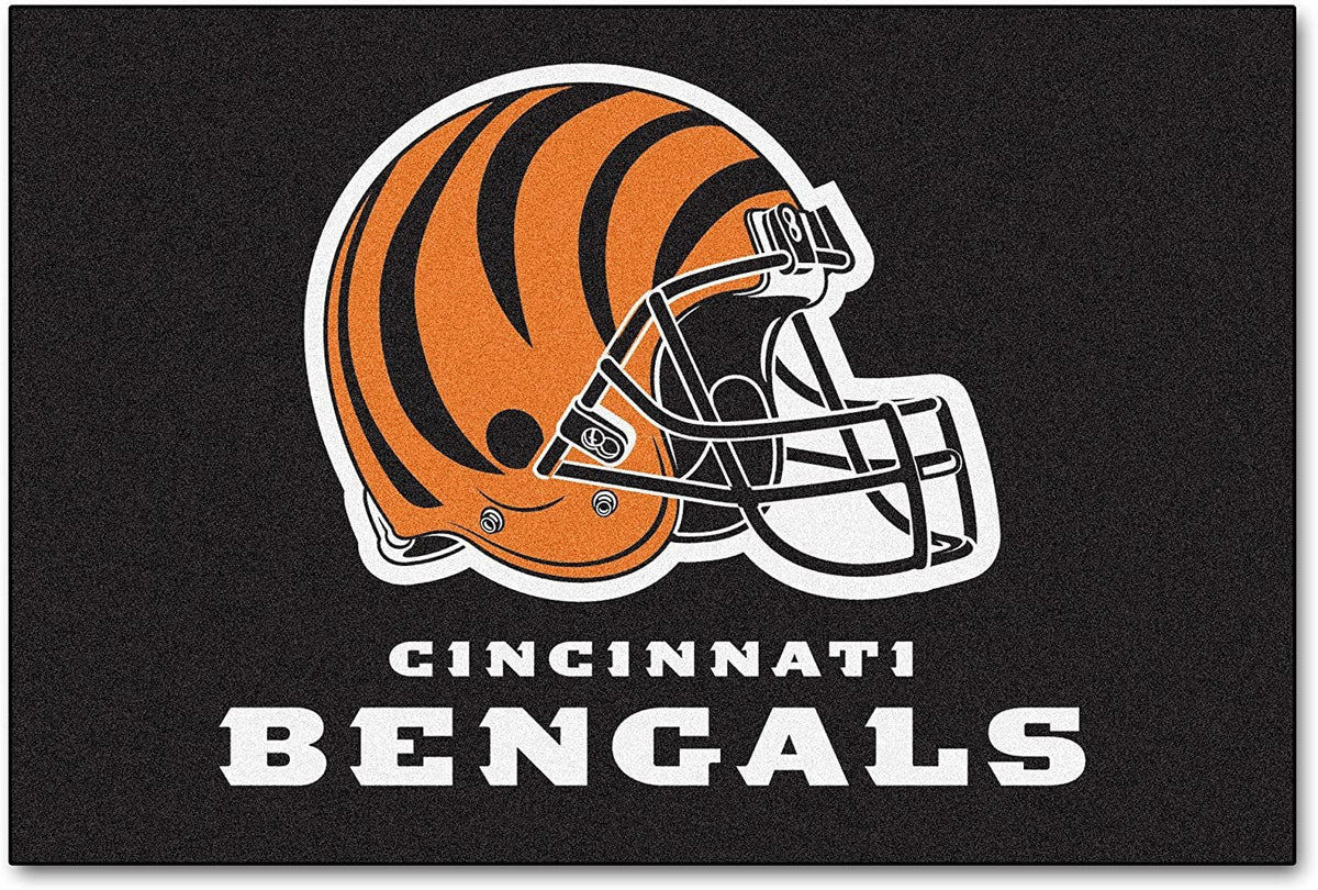 Cincinnati Bengals Floor Mat Area Rug, 20x30 Inch, Nylon, Anti-Skid Backing