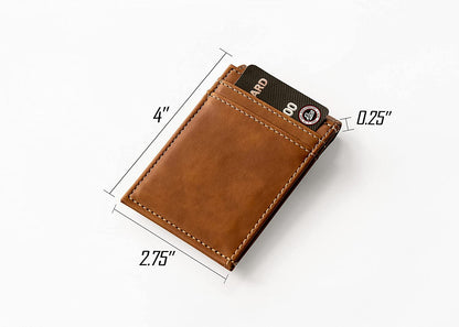 Rico Industries NFL New Orleans Saints Premium Laser Engraved Vegan Brown Leather Front Pocket Wallet - Compact and Slim yet Sturdy Design - Perfect to Show Your Team Pride or Gift