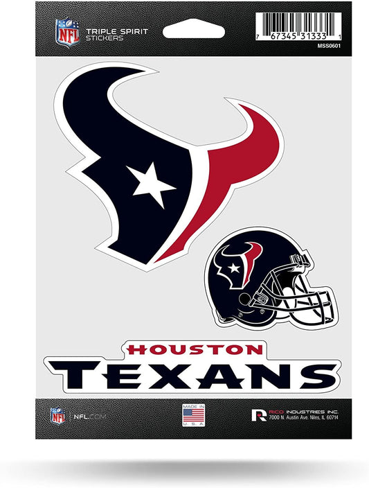 NFL Houston Texans Die Cut 3-Piece Triple Spirit Sticker Sheet