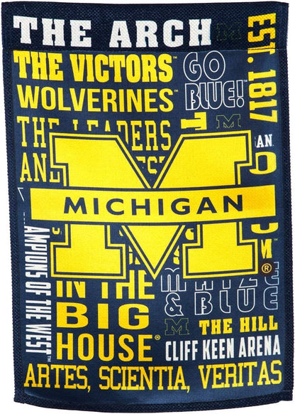University of Michigan Wolverines Premium Double Sided Banner Flag 28x44 Inch Fan Rules Design Indoor Outdoor
