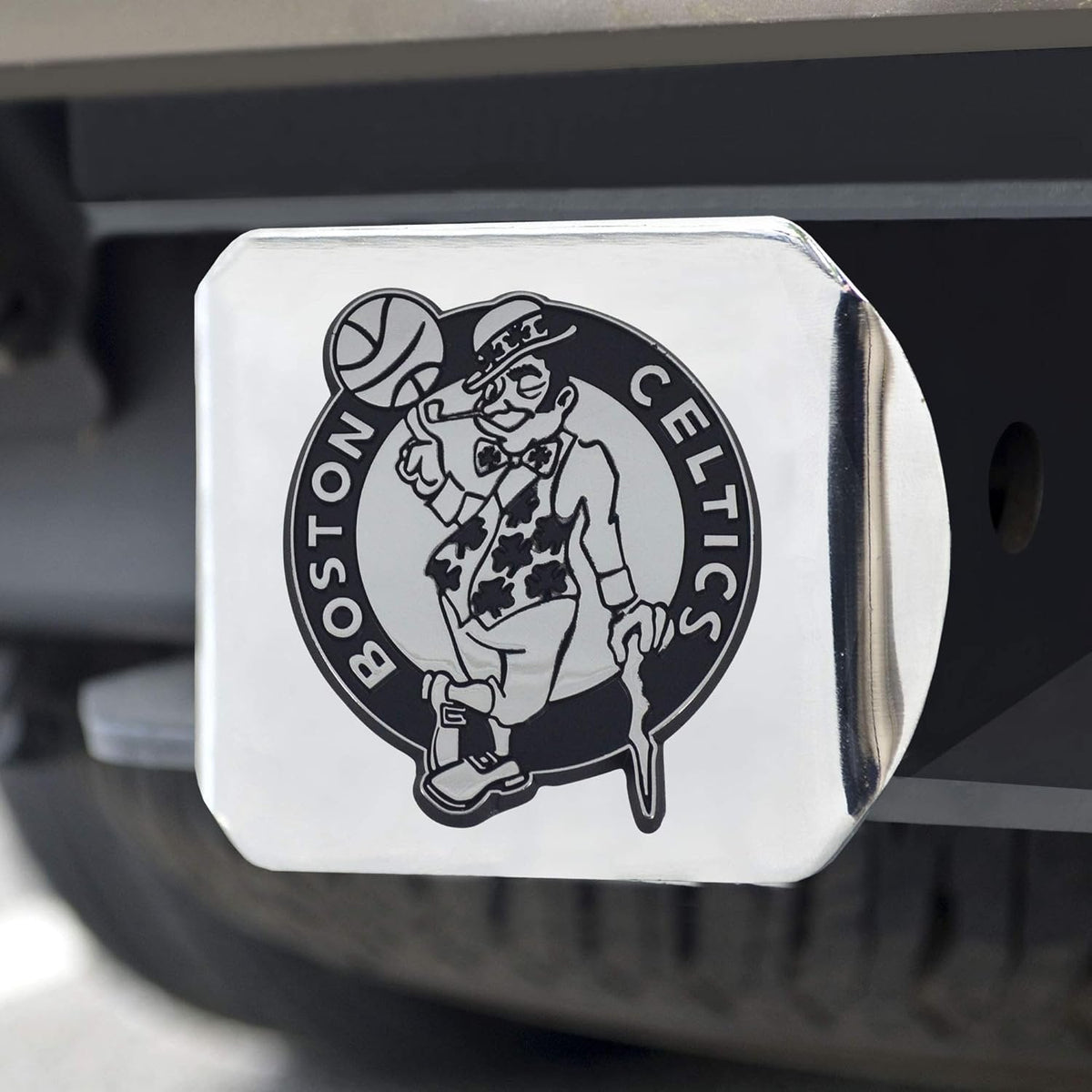 Boston Celtics Hitch Cover Solid Metal with Raised Chrome Metal Emblem 2" Square Type III