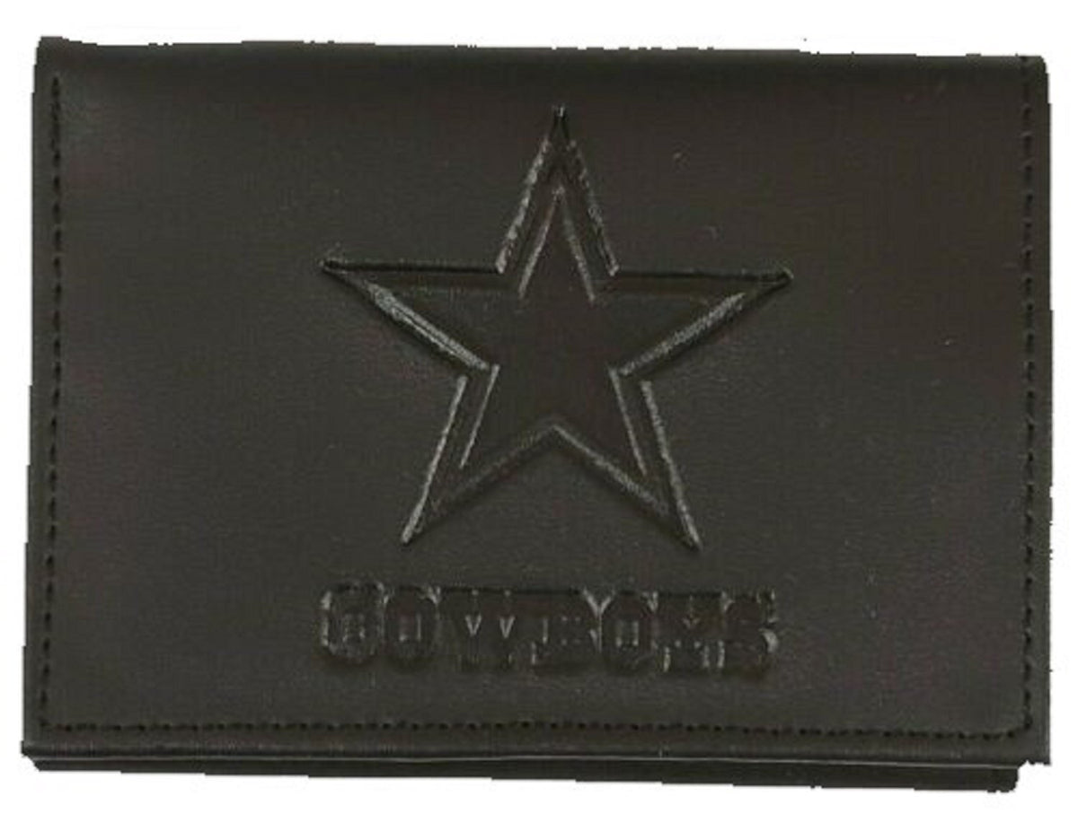 Dallas Cowboys Premium Black Leather Wallet, Trifold, Embossed Laser Engraved