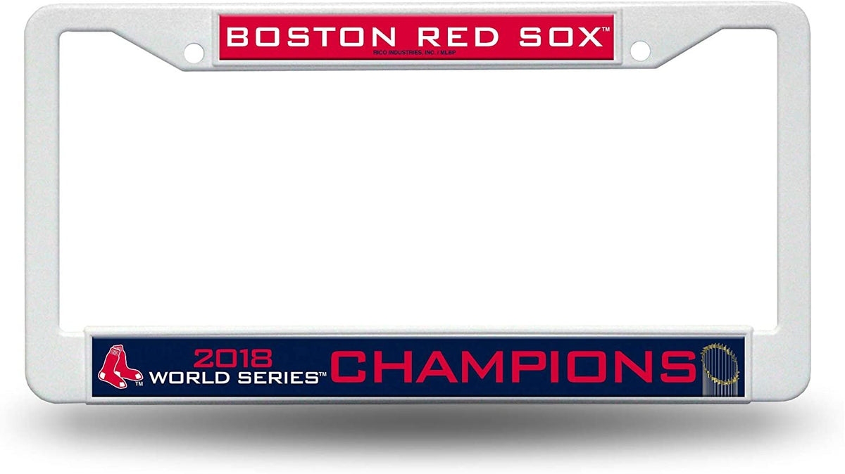 Boston Red Sox 2018 World Series Champions Plastic License Plate Frame Tag Cover, 12x6 Inch