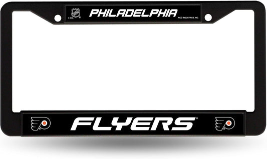 Philadelphia Flyers Black Metal License Plate Frame Chrome Tag Cover 6x12 Inch