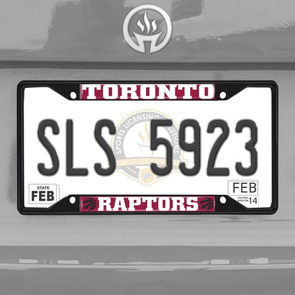 Toronto Raptors Black Metal License Plate Frame Tag Cover, 6x12 Inch