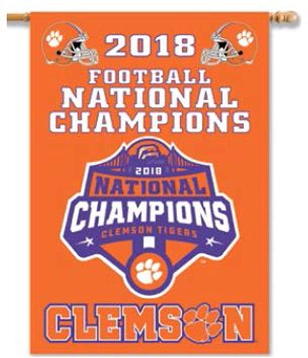 Clemson University Tigers 2018 Champions Premium 2-Sided Banner House Flag, 28x40 Inch