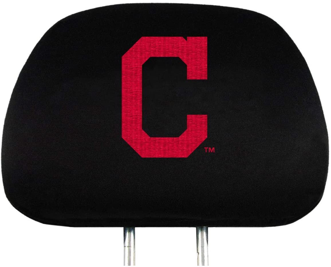 Cleveland Indians Guardians Premium Pair of Auto Head Rest Covers, Black, Elastic, 10x14 Inch