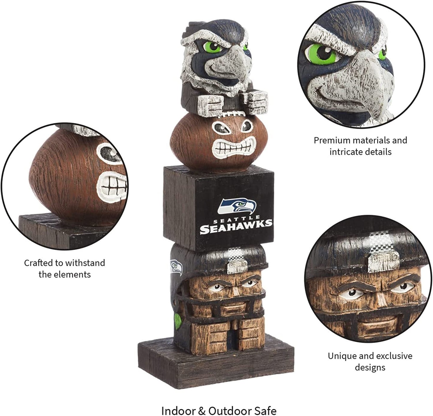 Seattle Seahawks 16 Inch Tiki Totem Garden Statue Resin Outdoor Decoration