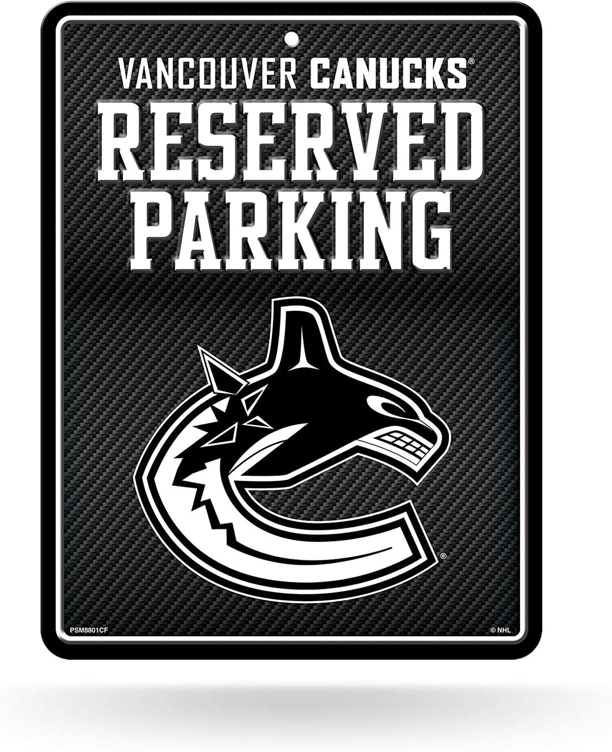 Vancouver Canucks Metal Parking Novelty Wall Sign 8.5 x 11 Inch Carbon Fiber Design