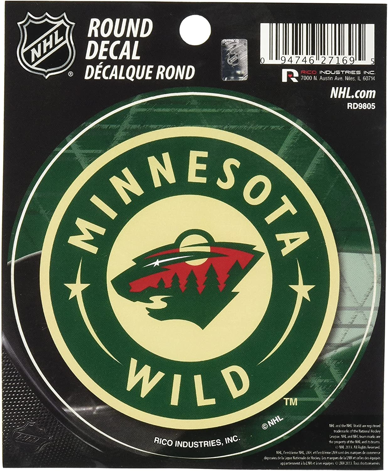 Minnesota Wild 4 Inch Round Decal Sticker, Full Adhesive Backing
