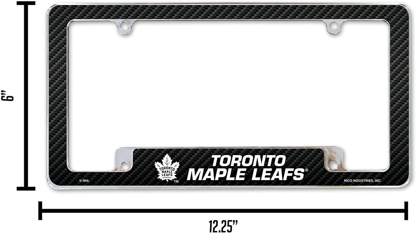 Toronto Maple Leafs Metal License Plate Frame Chrome Tag Cover Carbon Fiber Design 6x12 Inch