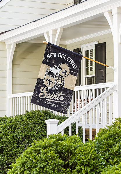 New Orleans Saints Premium House Flag Banner, Double Sided, Retro Vintage Style, Linen, 28x44 Inch