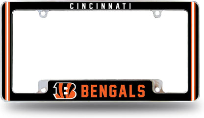 Cincinnati Bengals Metal License Plate Frame Chrome Tag Cover Alternate Design 6x12 Inch