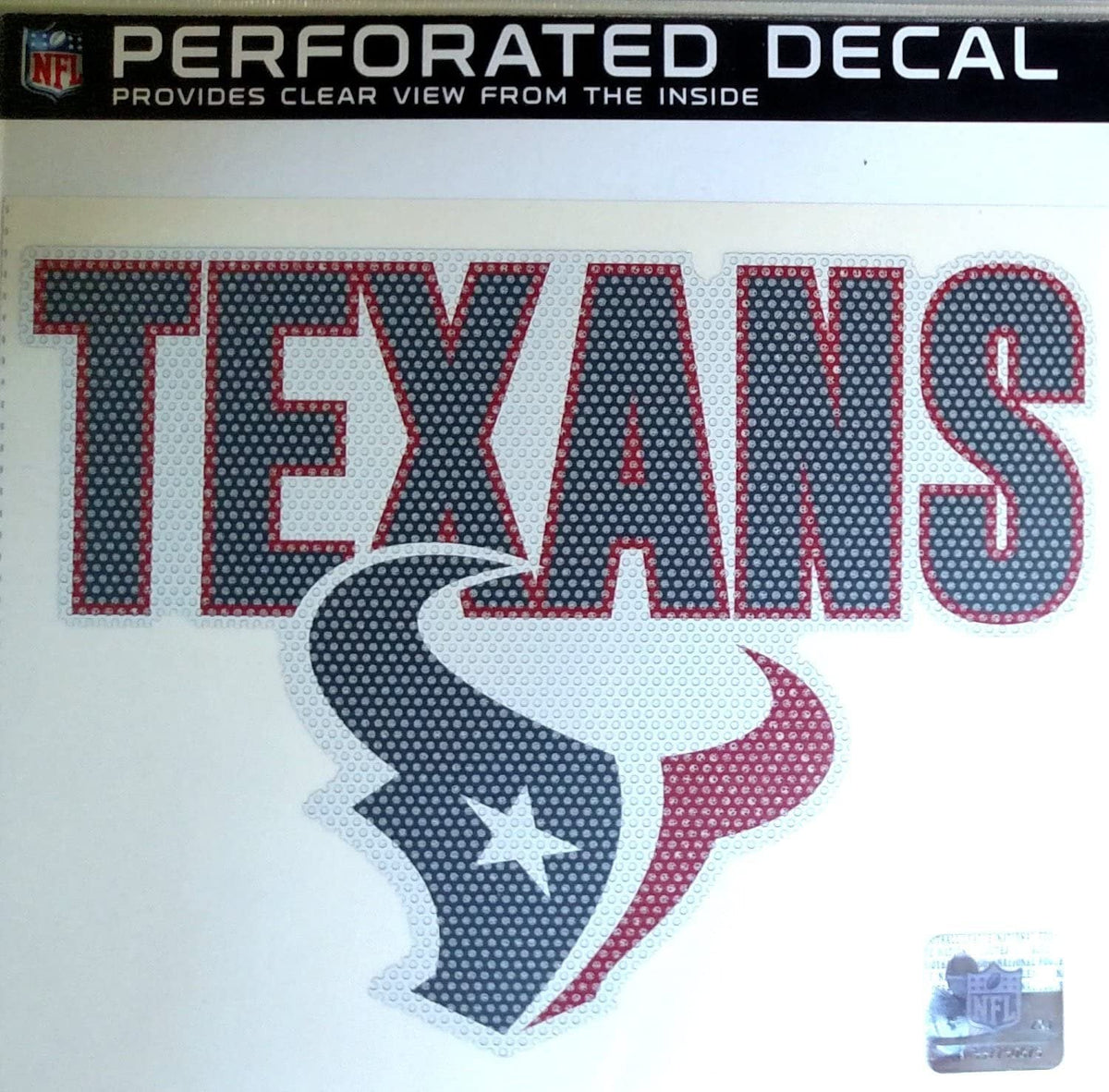 Houston Texans 8 Inch Preforated Window Film Decal Sticker, One-Way Vision, Adhesive Backing