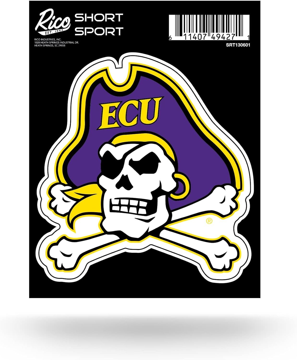 East Carolina University Pirates 3 Inch Decal Sticker, Flat Vinyl Die Cut, Full Adhesive Backing
